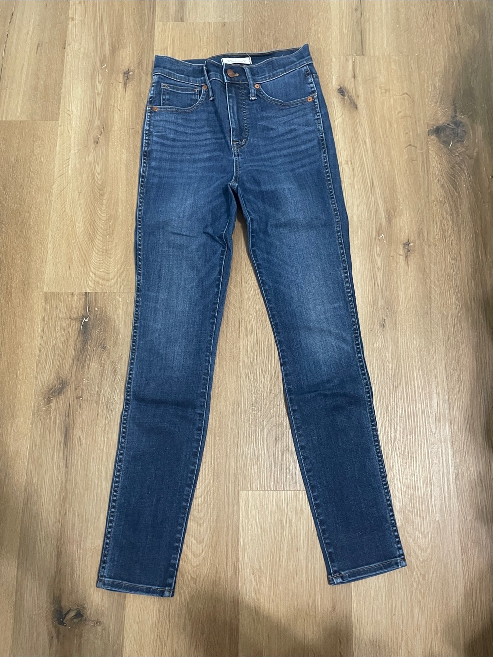 Madewell 10 Inch High Rise Skinny Jeans in Dark Blue Wash
